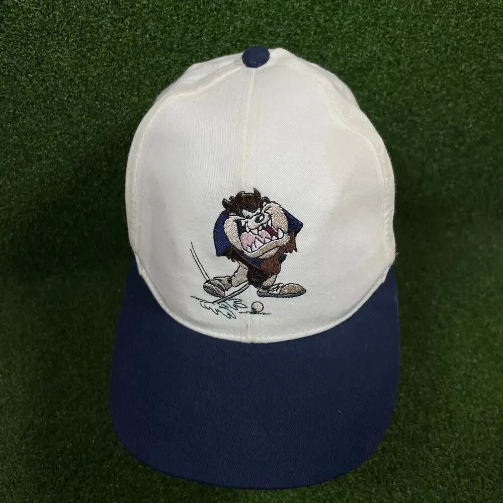 Vintage 1999 Warner Bros Studio Store Taz Golf Hat King of Swing Snapback Cap